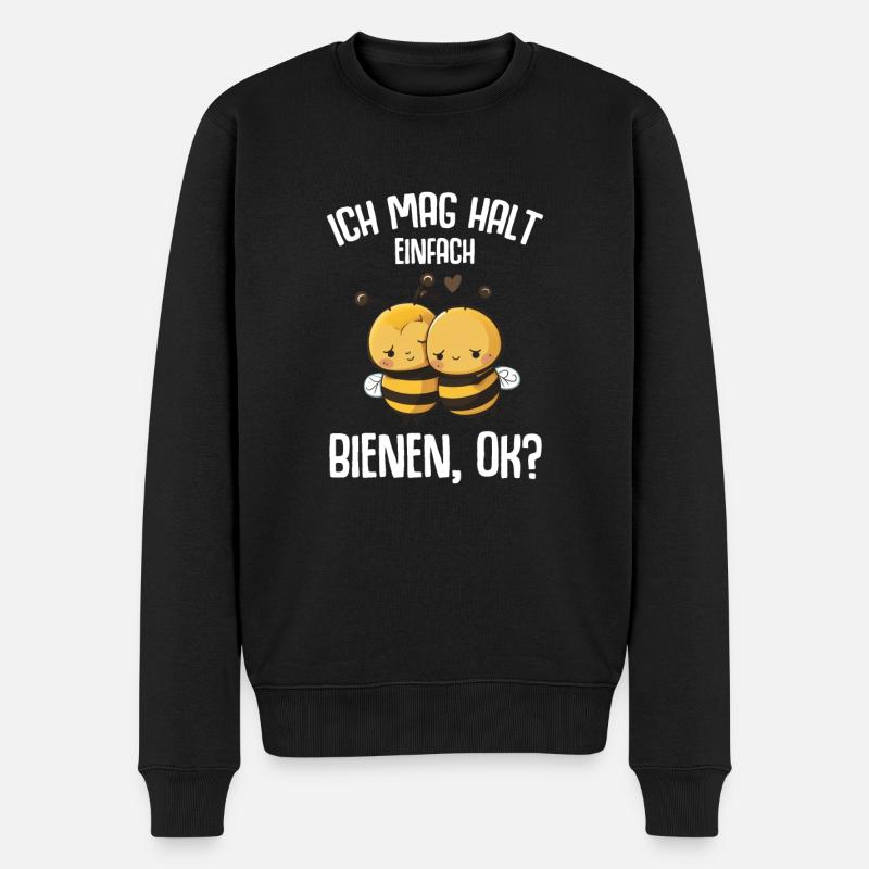 Ich mag halt Bienen - Männer Premium Bio Pullover - Schwarz