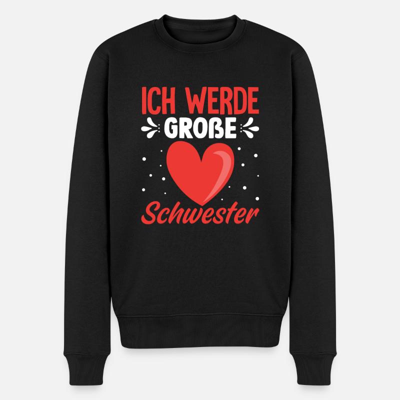 Ich werde große Schwester Kleinkind - Männer Premium Bio Pullover - Schwarz
