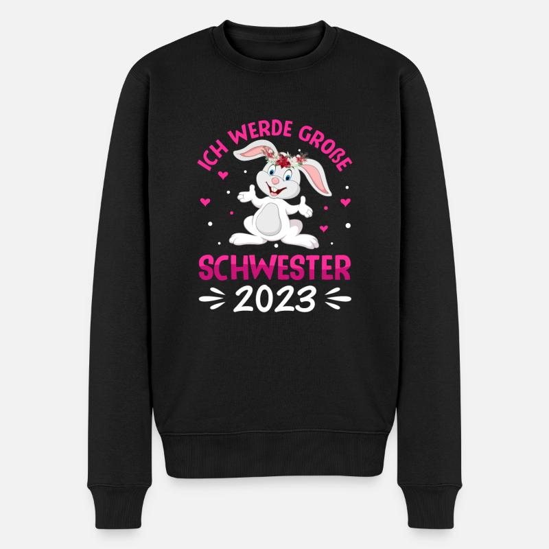 Ich werde große Schwester 2023 - Männer Premium Bio Pullover - Schwarz
