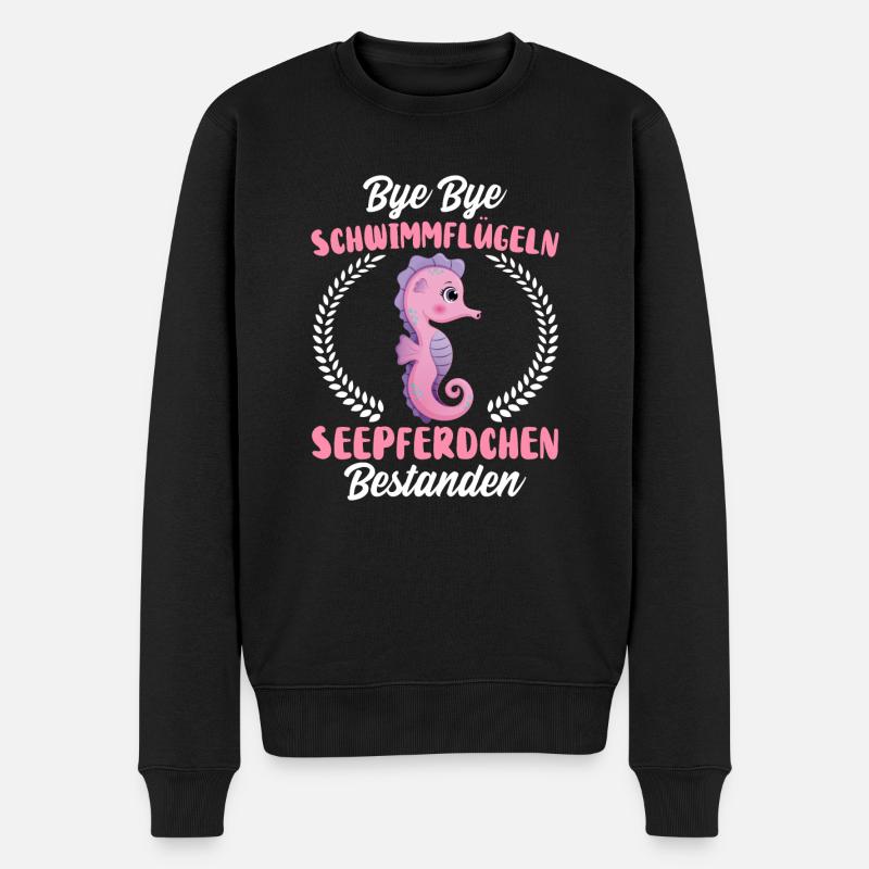 Schwimmflügel Seepferdchen Abzeichen - Männer Premium Bio Pullover - Schwarz