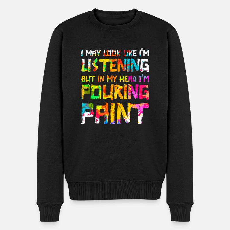 Fluid Painting Flüssiges Malen - Männer Premium Bio Pullover - Schwarz