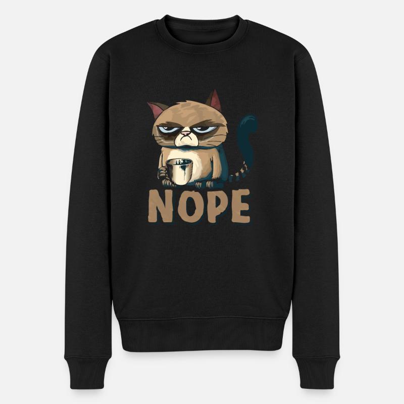 Nope Katze - Männer Premium Bio Pullover - Schwarz