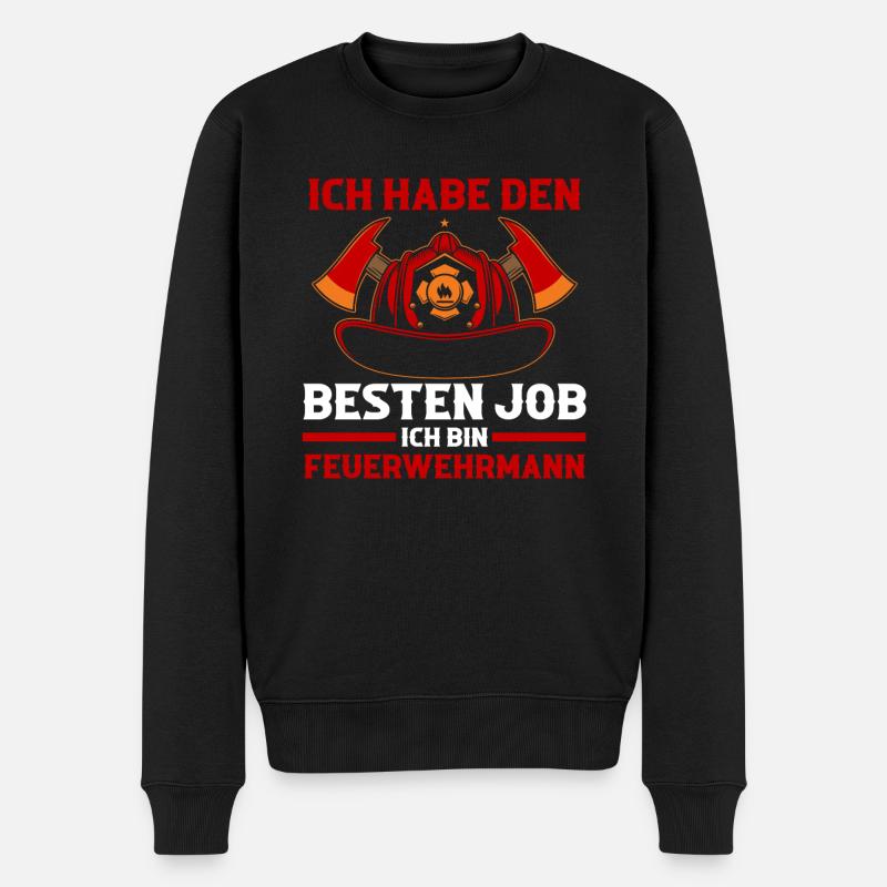 Feuerwehrmann Feuerwehr - Männer Premium Bio Pullover - Schwarz