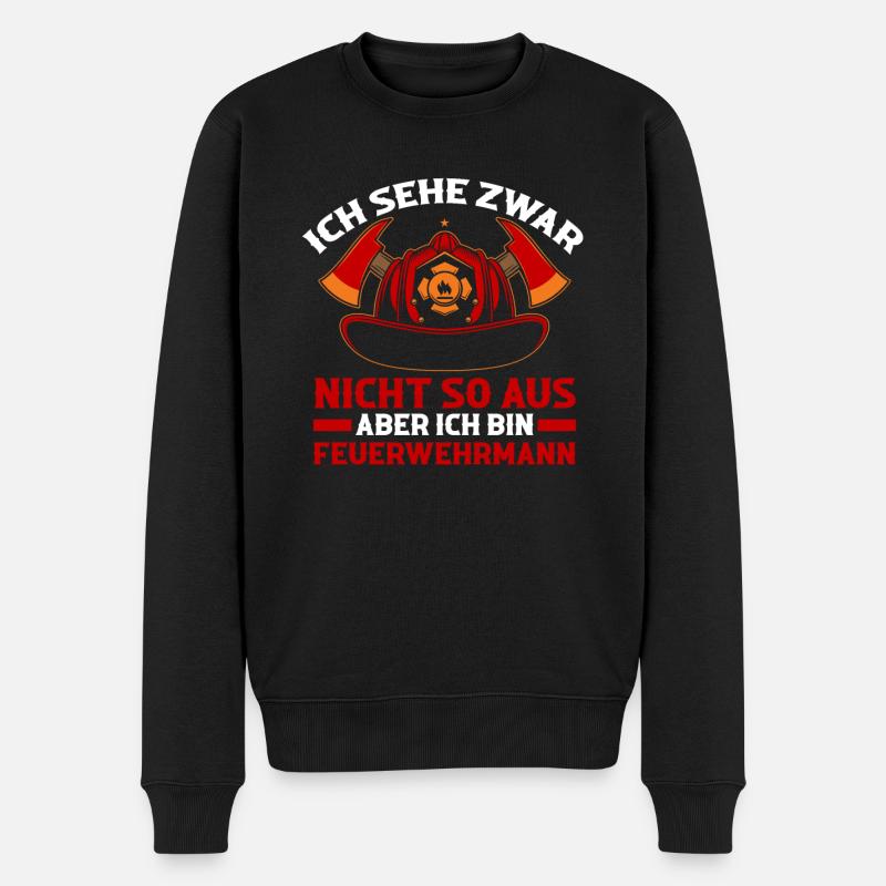 Feuerwehrmann Feuerwehr - Männer Premium Bio Pullover - Schwarz