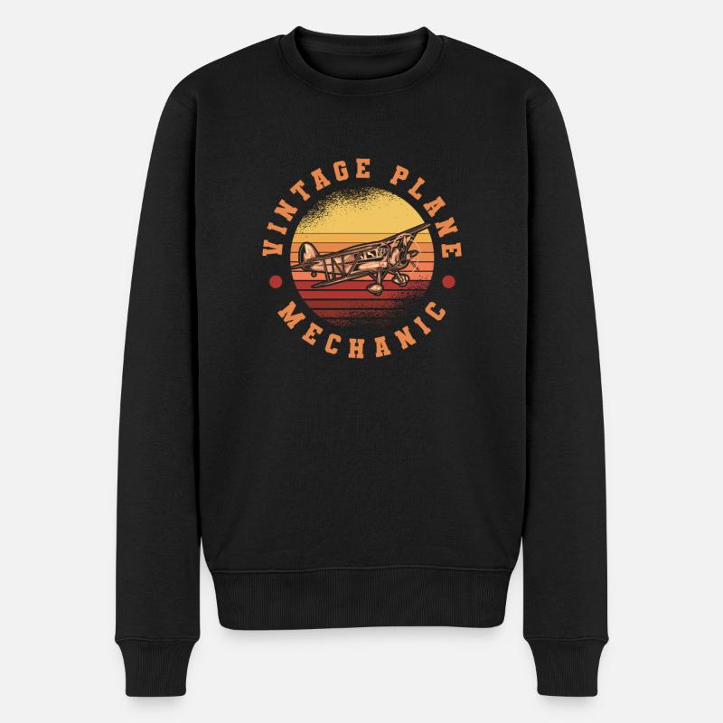 Flugzeug Mechaniker Cool - Männer Premium Bio Pullover - Schwarz