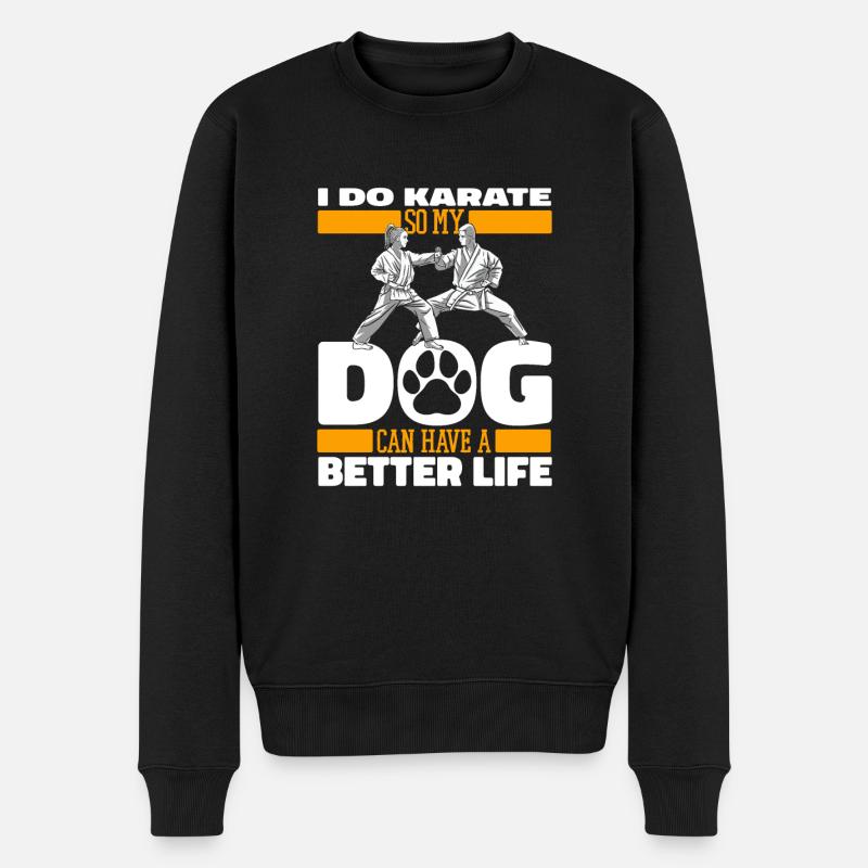 Karate Hund - Männer Premium Bio Pullover - Schwarz