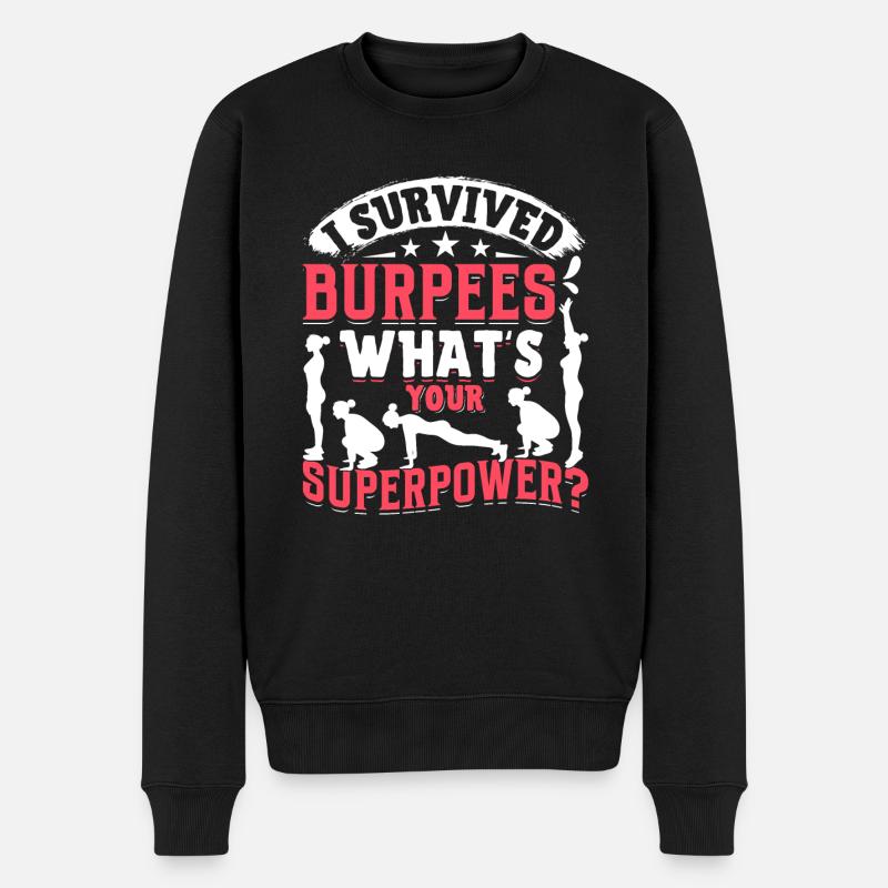 Burpees Exercices Entraînement - Pull Premium bio Homme - noir