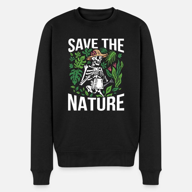 Save the Nature Klimaschutz Planet - Männer Premium Bio Pullover - Schwarz
