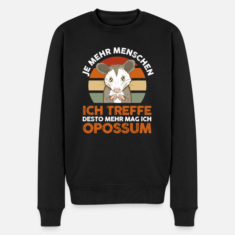 Opossum - Männer Premium Bio Pullover - Schwarz