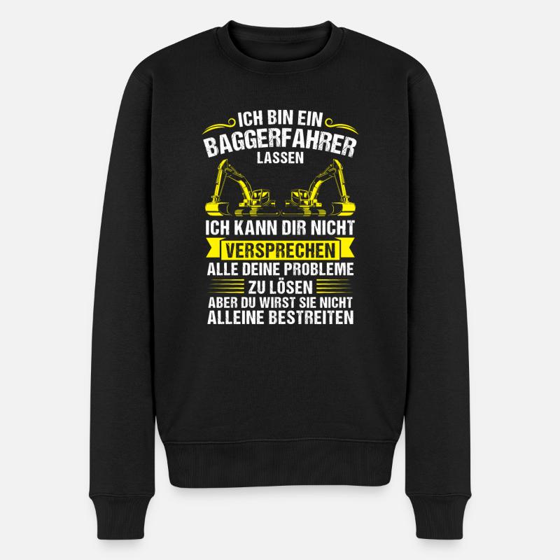 Baggerfahrer Beruf Bauarbeiter Geschenk - Männer Premium Bio Pullover - Schwarz