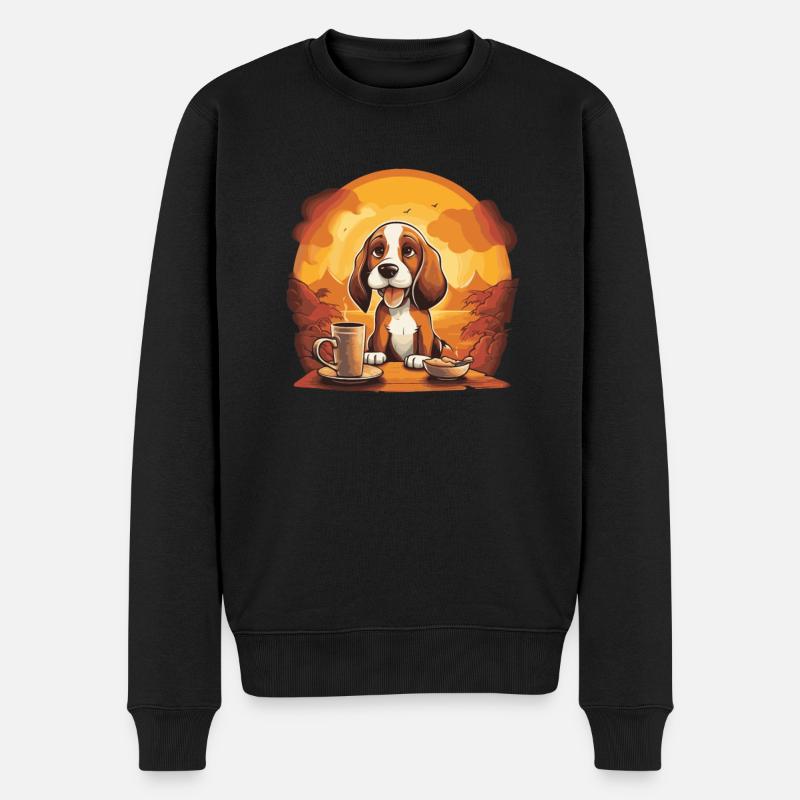 Weltkaffeetag mit meinem Hund, einem Beagle - Männer Premium Bio Pullover - Schwarz