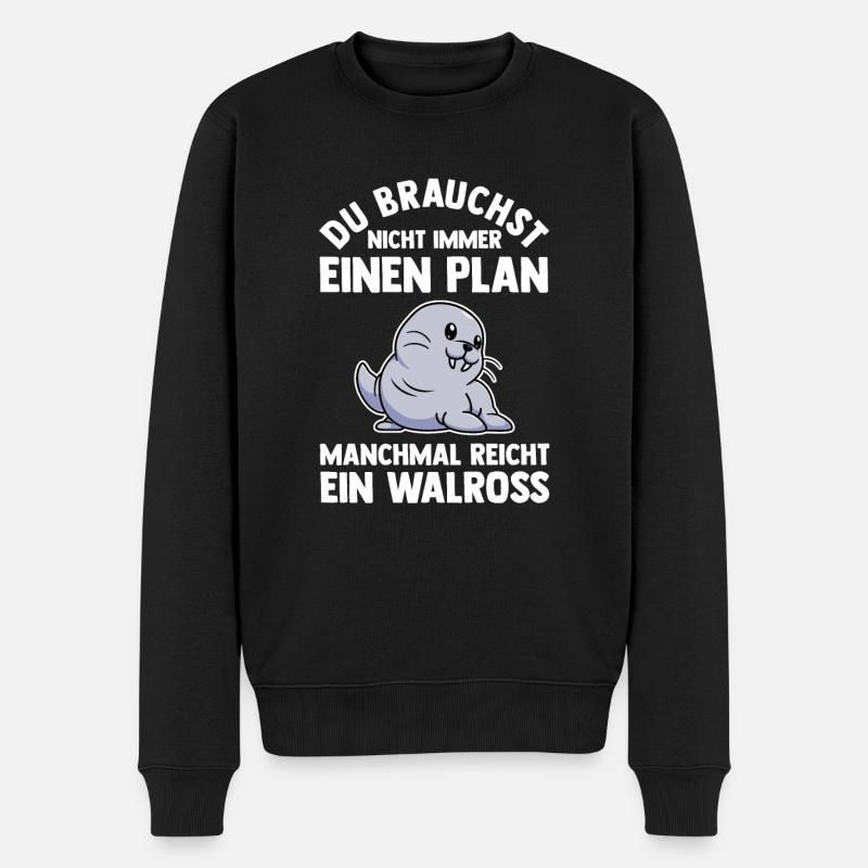 Walross - Männer Premium Bio Pullover - Schwarz