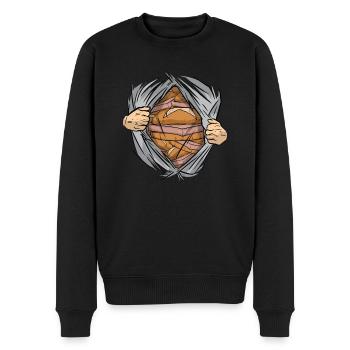 Leberkäse Geheimnis Fleischkäse Brötchen - Männer Premium Bio Pullover - Schwarz - Vorne - Nico (187cm)
