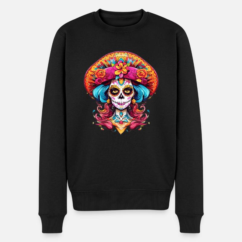 Dia de los Muertos La Catrina Damen Halloween - Männer Premium Bio Pullover - Schwarz