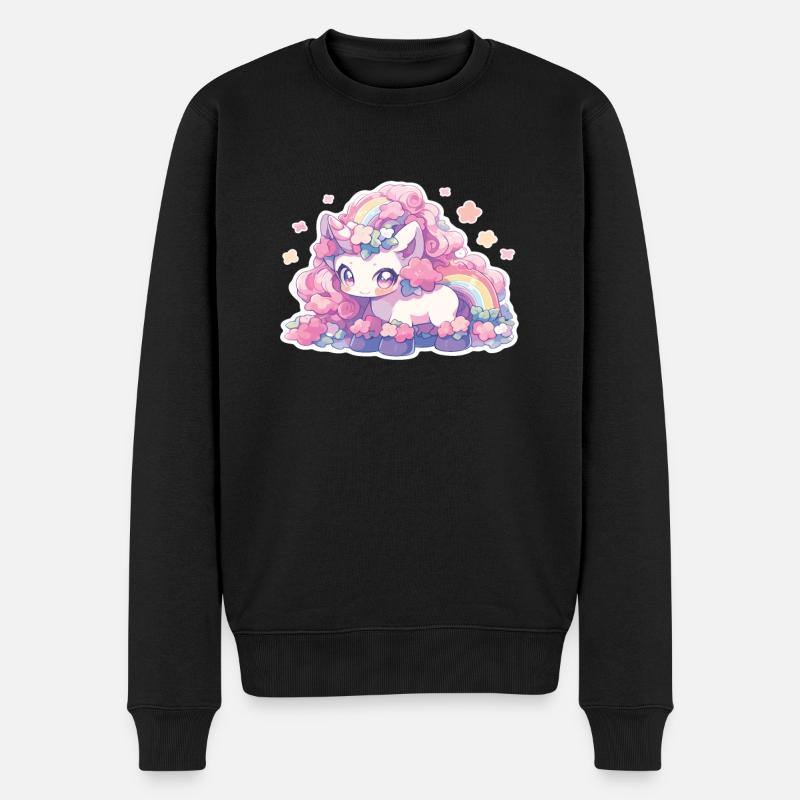 Einhörner Regenbogen Einhorn Regenbogen - Männer Premium Bio Pullover - Schwarz