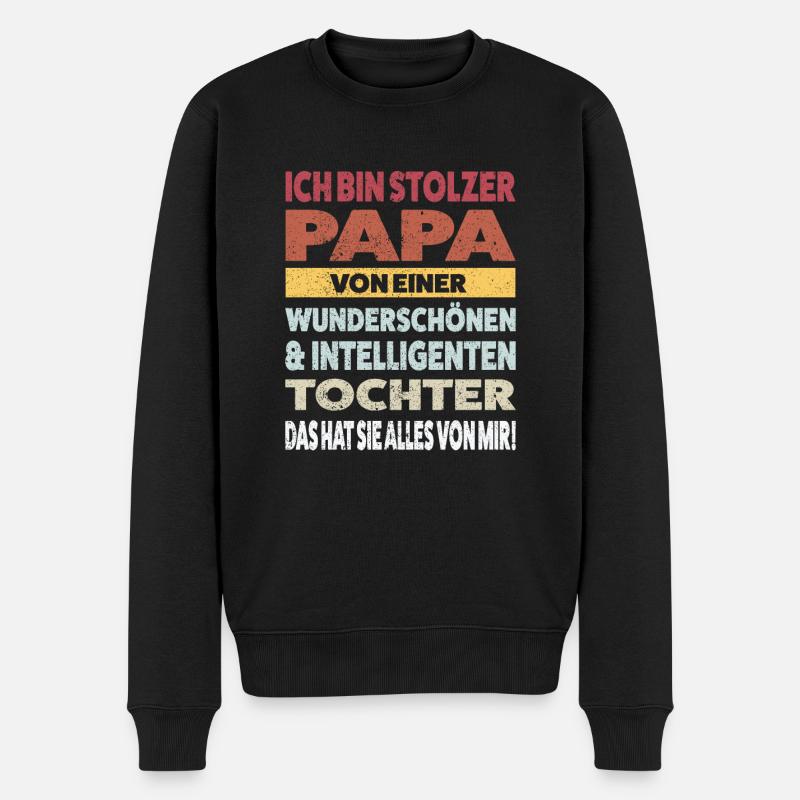 Papa Tochter Vater Geschenk - Männer Premium Bio Pullover - Schwarz