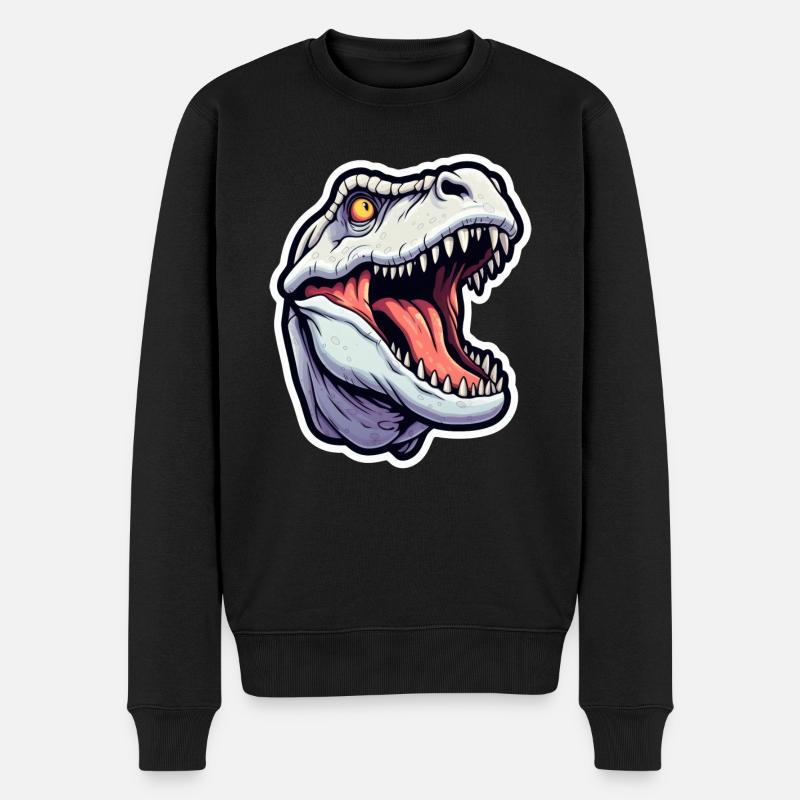 T Rex Dinosaurier - Männer Premium Bio Pullover - Schwarz