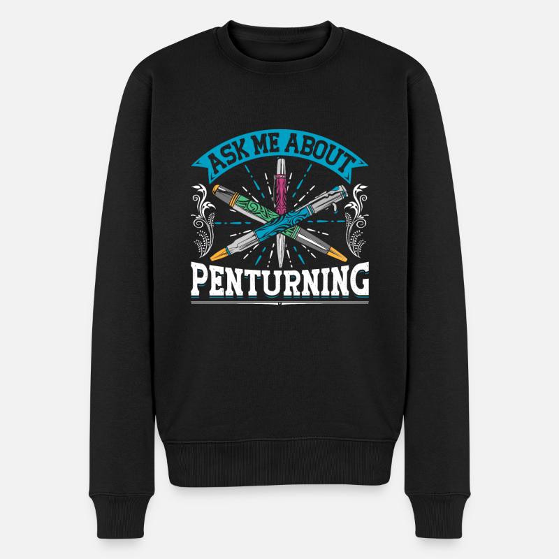 Pen Turning Kit - Männer Premium Bio Pullover - Schwarz