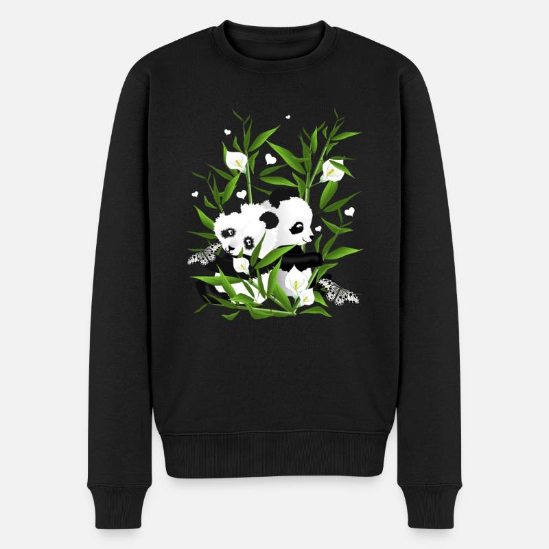 Pandababys im Bambusfeld - Männer Premium Bio Pullover - Schwarz