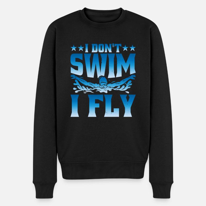I Don't Swim I Fly - Männer Premium Bio Pullover - Schwarz
