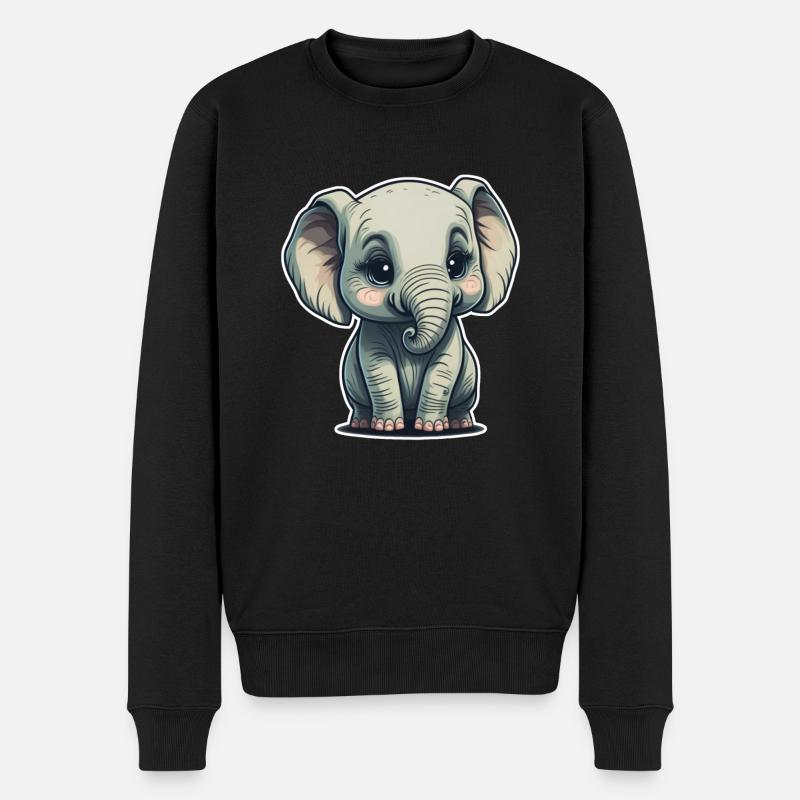 Süsser Baby Elefant Elephant - Männer Premium Bio Pullover - Schwarz