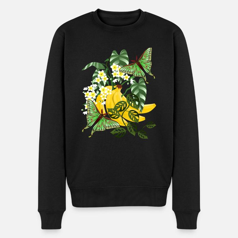Banane avec des papillons - Pull Premium bio Homme - noir