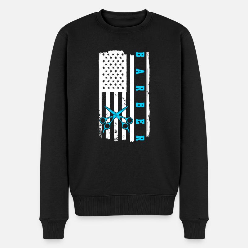 Barber Flag États-Unis Barbier - Pull Premium bio Homme - noir