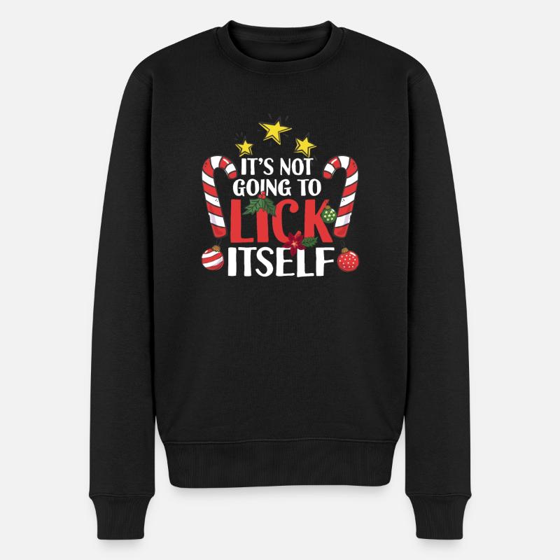 It won't lick itself candy cane lust - Men's Premium Organic Jumper - black