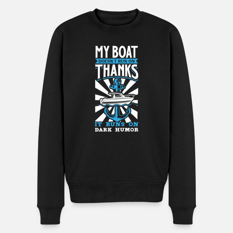 Boating Dad Boat Captain Pontoon Sailor Cruising - Männer Premium Bio Pullover - Schwarz