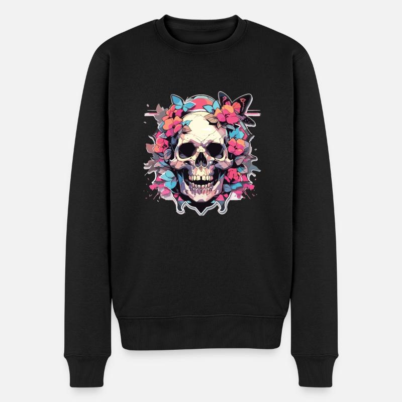 Totenkopf Skull Totenschädel Skelett Knochen - Männer Premium Bio Pullover - Schwarz