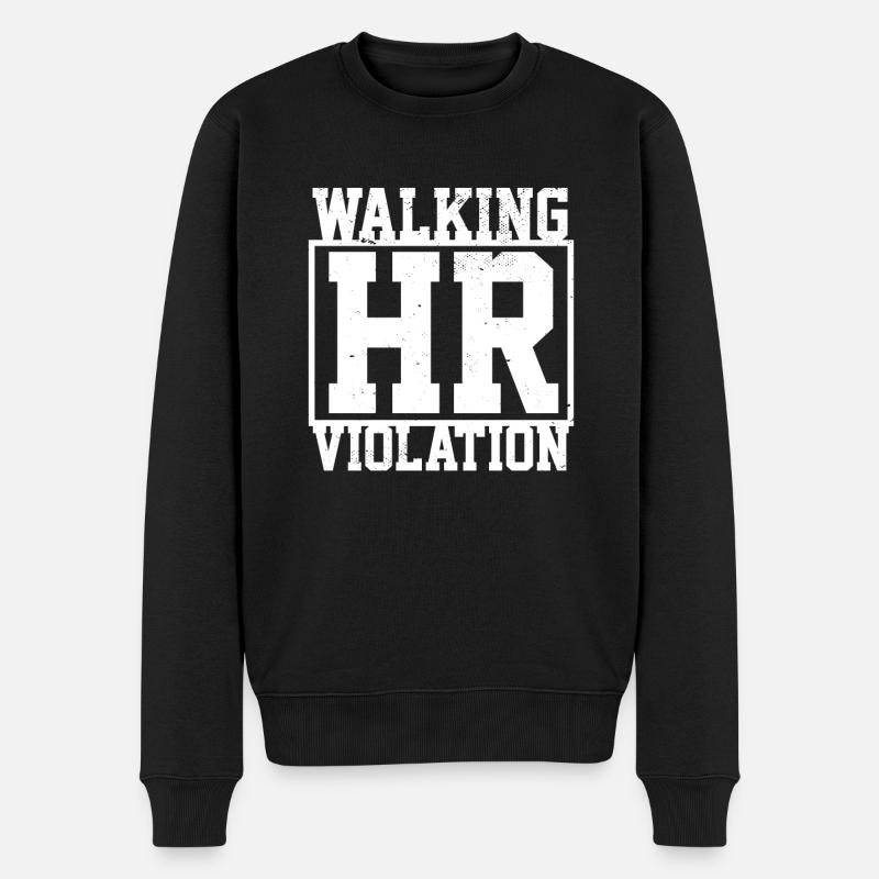 Funny Adult Humor Walking HR Violation Co-Worker - Männer Premium Bio Pullover - Schwarz