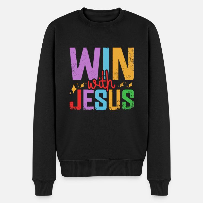 L’équipe Vbs gagne avec Jésus-Christ - Pull Premium bio Homme - noir