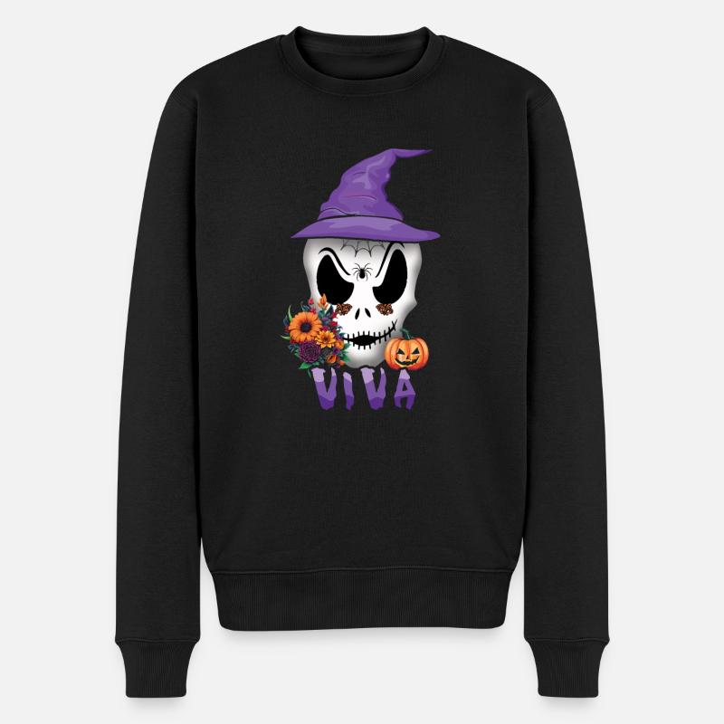 Dia de los Muertos Tag der Toten Halloween-Dekor - Männer Premium Bio Pullover - Schwarz