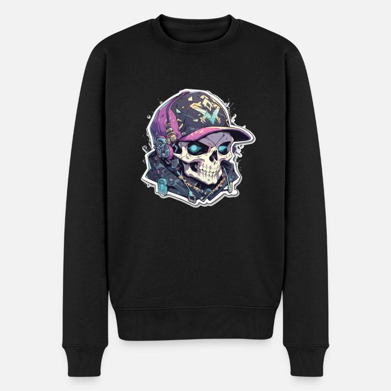 Totenkopf - Männer Premium Bio Pullover - Schwarz