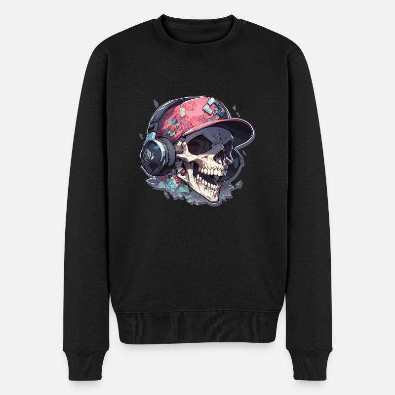 Totenkopf - Männer Premium Bio Pullover - Schwarz