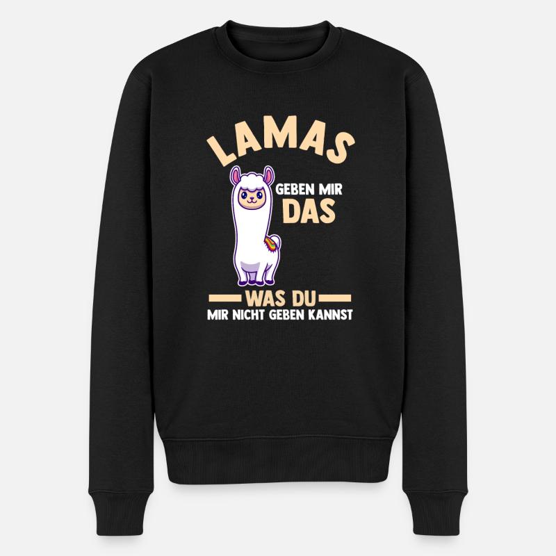 Lama - Männer Premium Bio Pullover - Schwarz