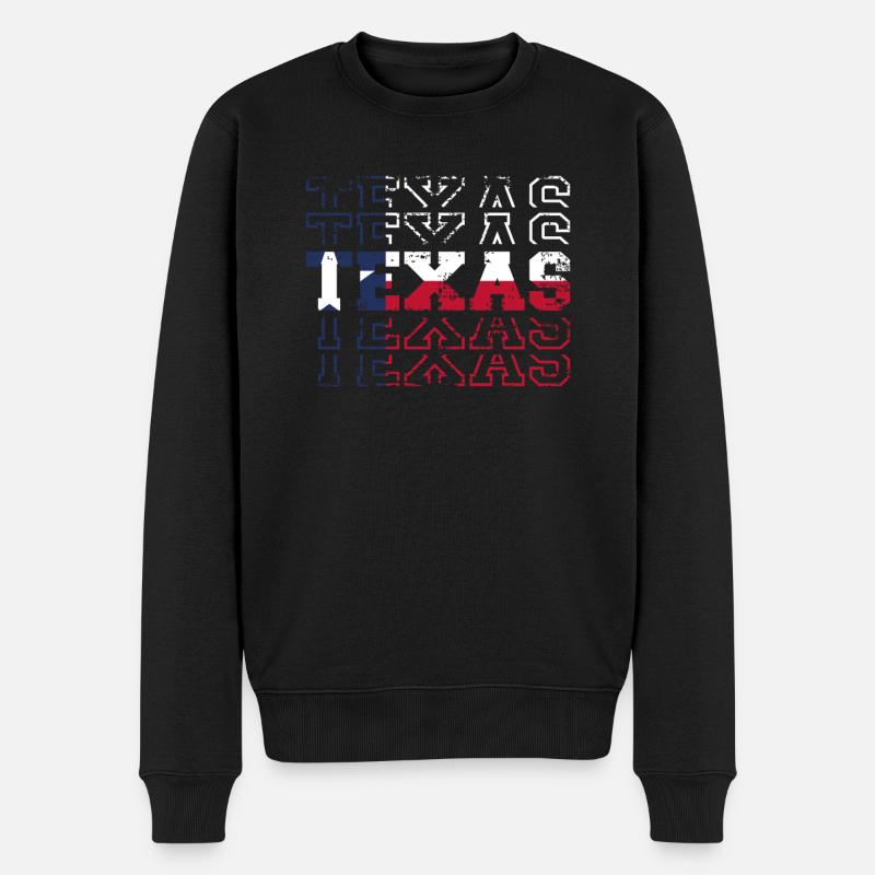 Texas bleu, rouge et blanc - Pull Premium bio Homme - noir