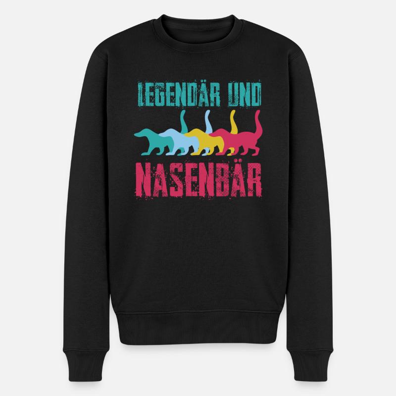 Nasenbären Retro Nasenbär - Männer Premium Bio Pullover - Schwarz