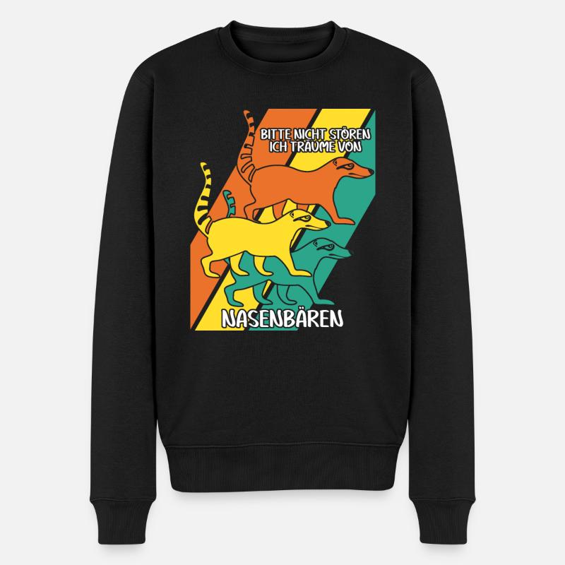 Nasenbär Retro Nasenbären - Männer Premium Bio Pullover - Schwarz