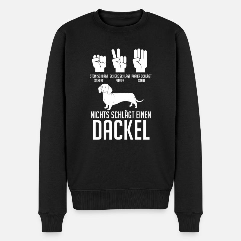 Hund Dackel - Männer Premium Bio Pullover - Schwarz