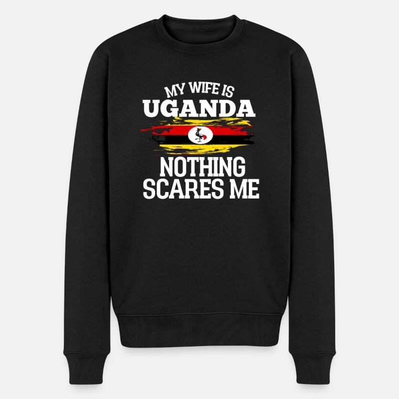 Uganda - Männer Premium Bio Pullover - Schwarz