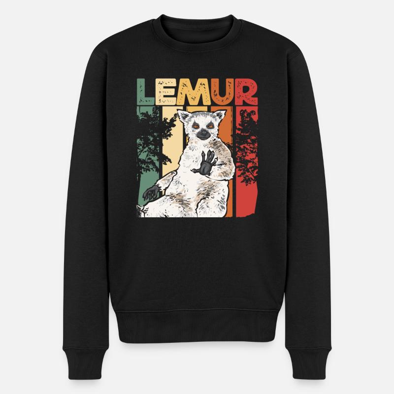 Lemur Catta Katta - Männer Premium Bio Pullover - Schwarz