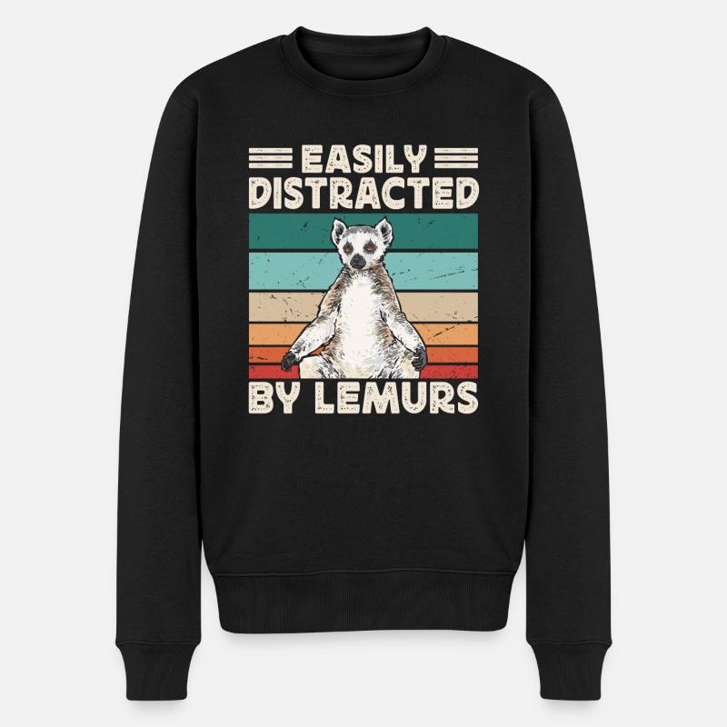 Lémurien à queue annelée - Pull Premium bio Homme - noir