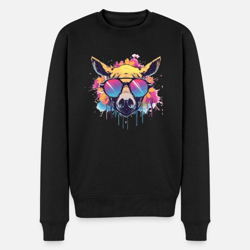 Schwein Sonnenbrille Schwein Schweine Wutz Fergel - Männer Premium Bio Pullover - Schwarz