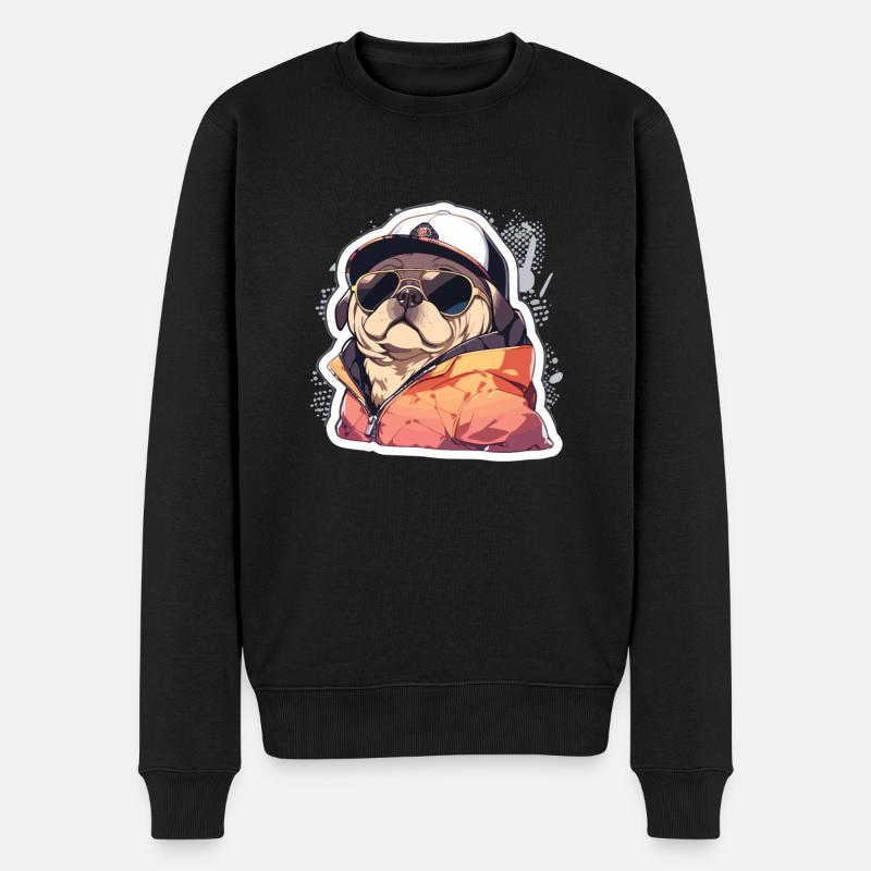 Mops Mops Hund Mops Sonnenbrille Mops Geschenk - Männer Premium Bio Pullover - Schwarz