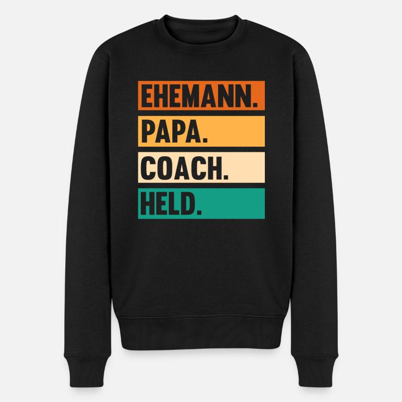 Vater Papa Mannschaft Trainer Und Coach - Männer Premium Bio Pullover - Schwarz