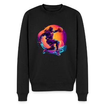 BASKETBALL für immer! - Männer Premium Bio Pullover - Schwarz - Vorne - Nico (187cm)