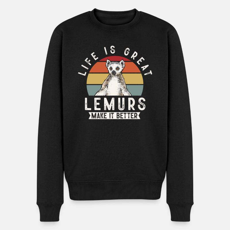 Lémurien à queue annelée - Pull Premium bio Homme - noir