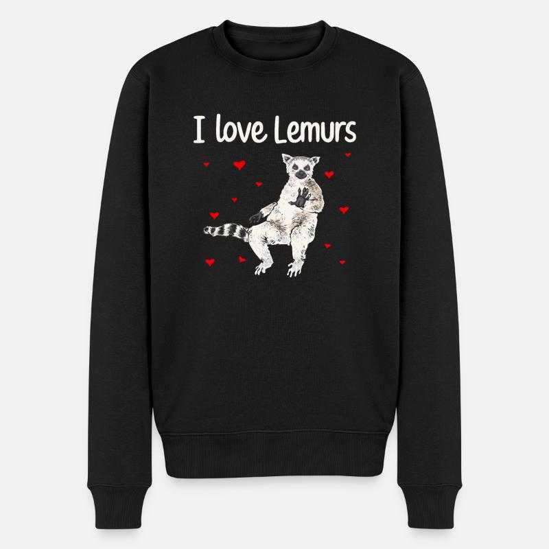 Lemur Catta Katta - Männer Premium Bio Pullover - Schwarz