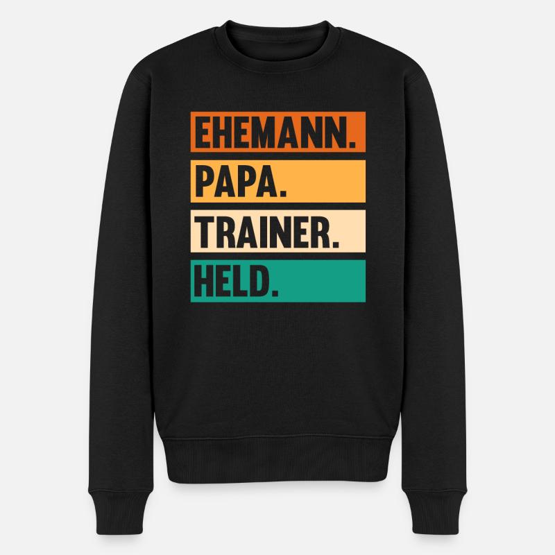 Papa Vater Trainer - Männer Premium Bio Pullover - Schwarz